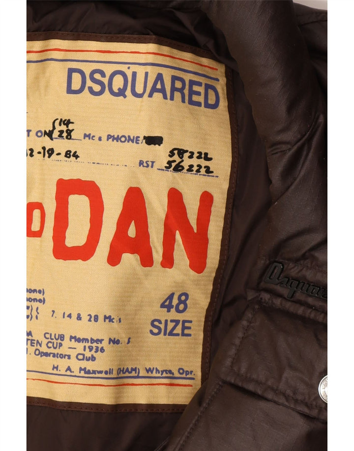 Dsquared Chaqueta acolchada con cremallera para hombre IT 48 Medium Brown Diseñador
