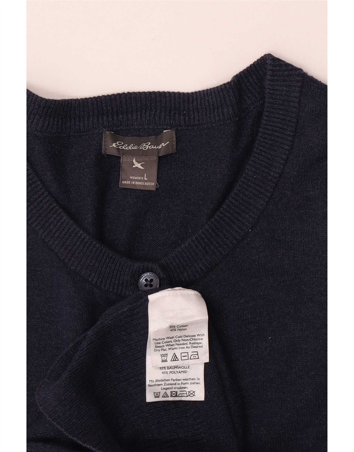 Eddie Bauer Suéter tipo cárdigan de ajuste regular para mujer UK 44 Grande Azul marino