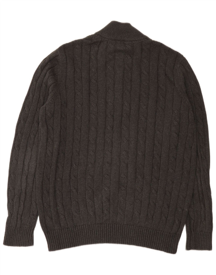 J. Crew Suéter tipo jersey con cuello y cremallera para hombre, algodón gris grande