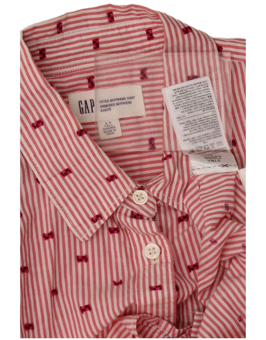 GAP Camisa alta para mujer UK 10 Small Red Stripe Cotton