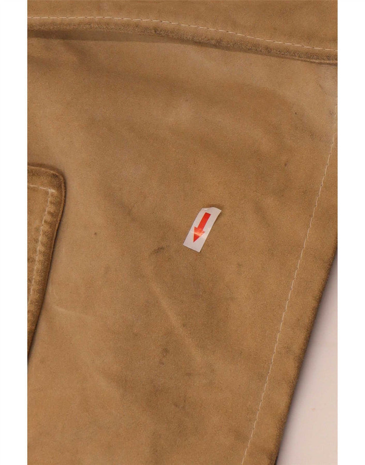 Vintage hombres ante chaqueta Reino Unido 38 cuero beige medio