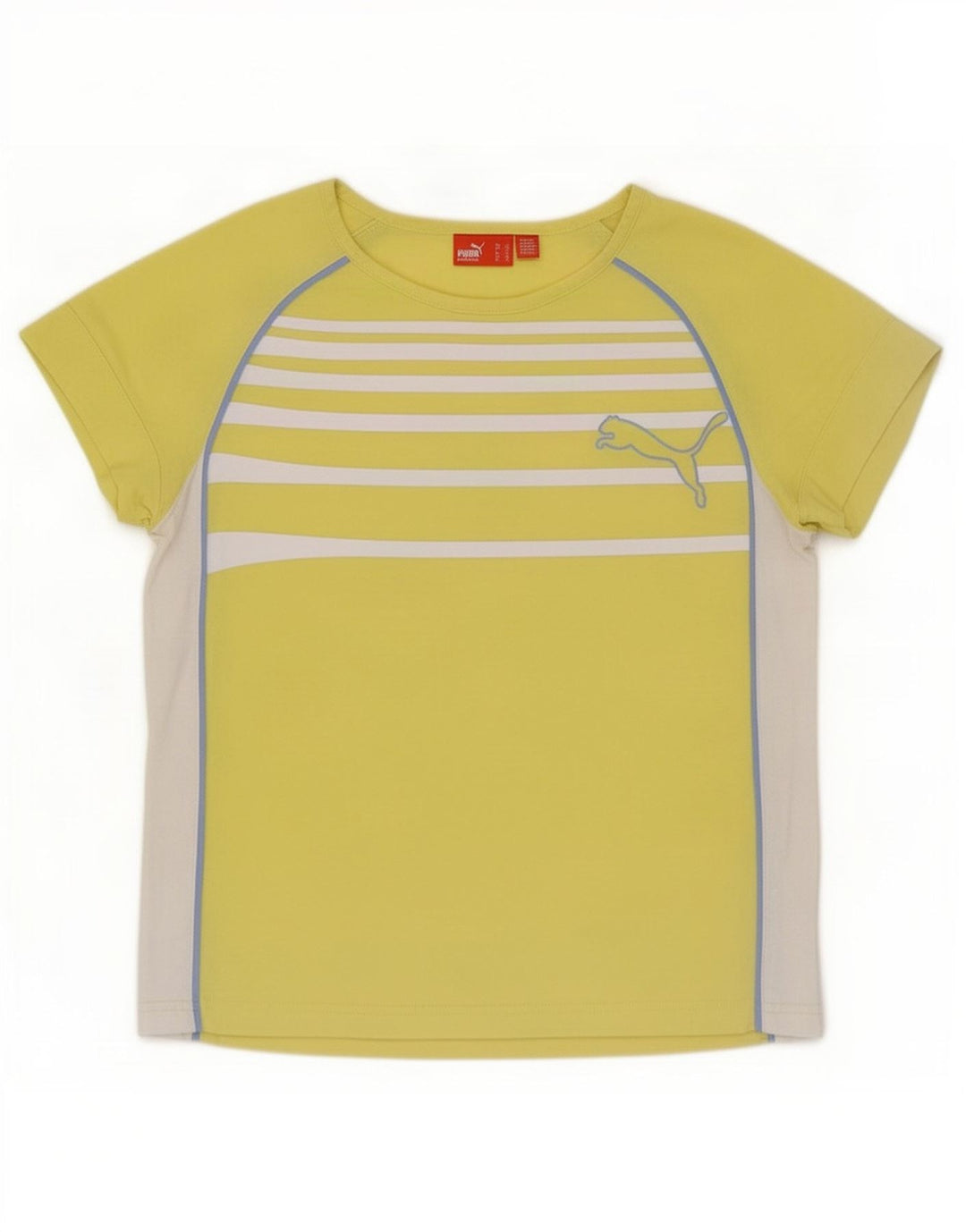 Puma Camiseta para mujer Top UK 12 Medium Yellow Stripes