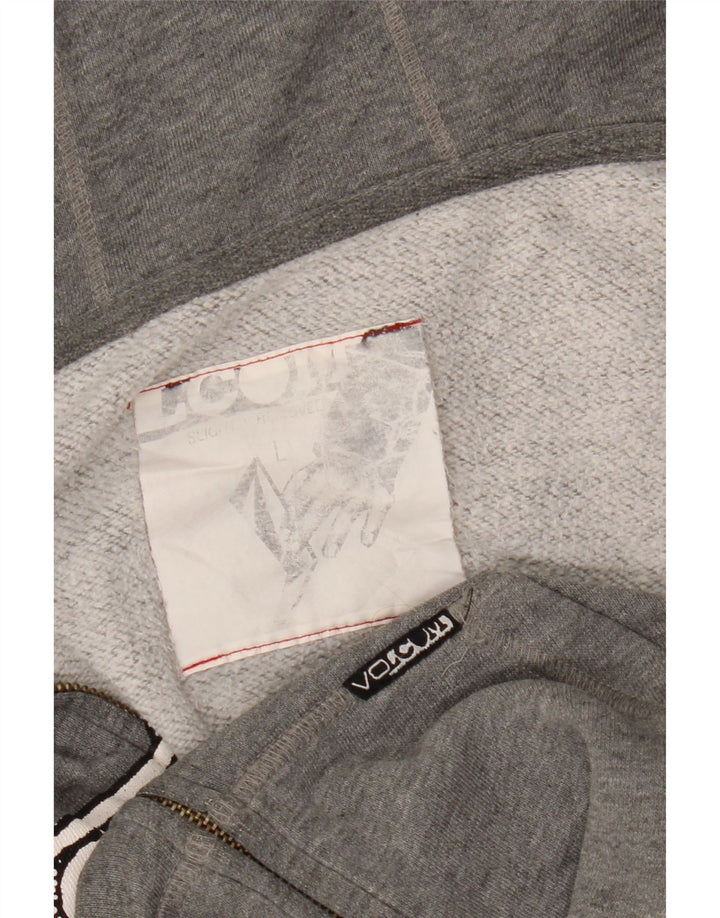 VOLCOM Suéter con capucha y cremallera gráfica para mujer Reino Unido 40 Gris grande