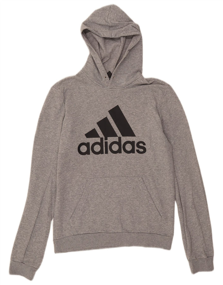 Adidas Hombre Sudadera Con Capucha Jumper Gris Medio Algodón