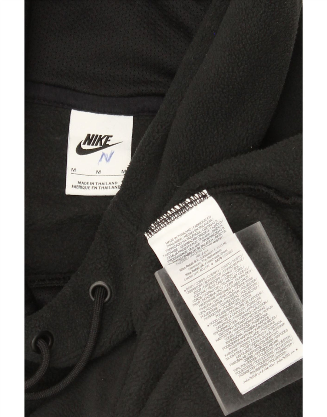 Nike Jersey de forro polar con capucha y gráfico para hombre, poliéster negro mediano