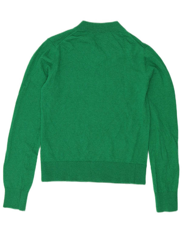 Massimo Dutti Jersey Mujer Cuello Pico UK 6 XS Lana Verde