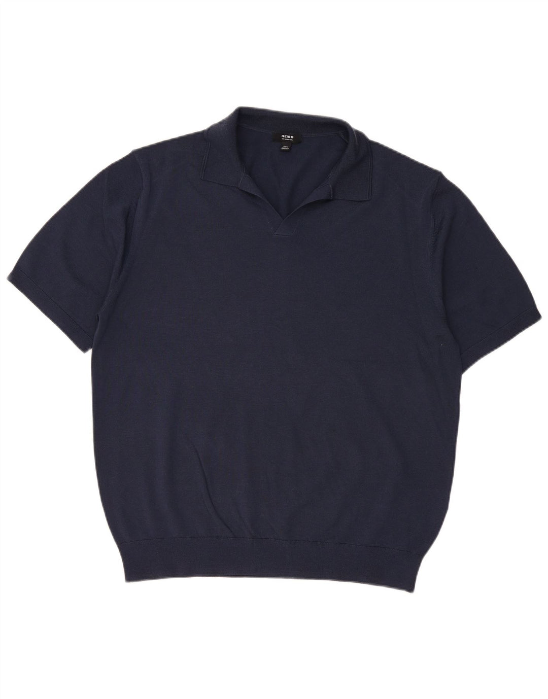 REISS Jersey de manga corta con cuello polo para hombre, talla 2XL, lana azul marino