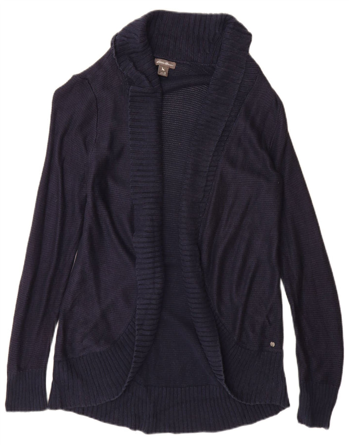 Eddie Bauer Suéter tipo cárdigan abierto para mujer Reino Unido 12 Rayón azul marino mediano