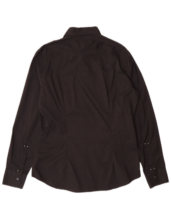 TRUSSARDI JEANS Camisa Hombre Grande Algodón Negro