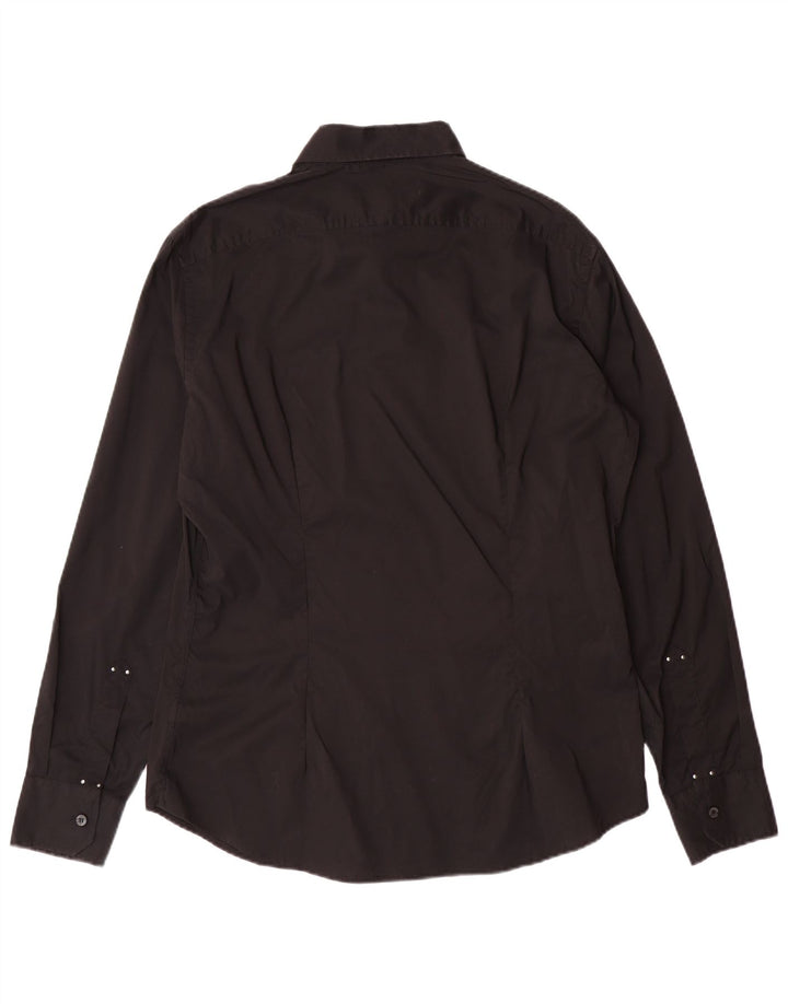 TRUSSARDI JEANS Camisa Hombre Grande Algodón Negro