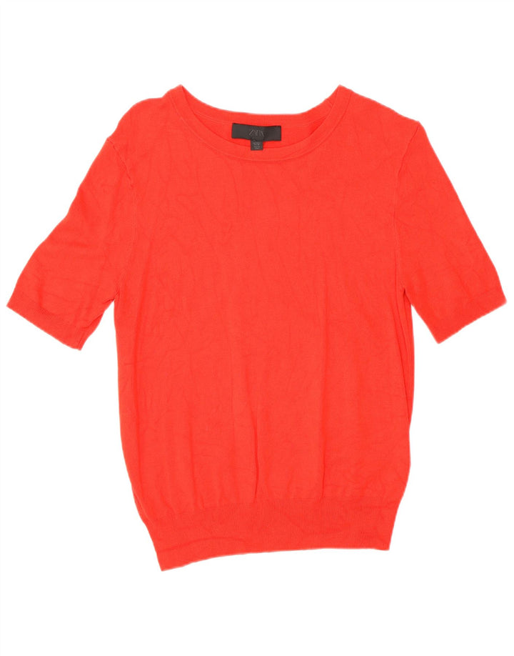 Zara Mujer Blusa Top UK 44 Large Viscosa Roja
