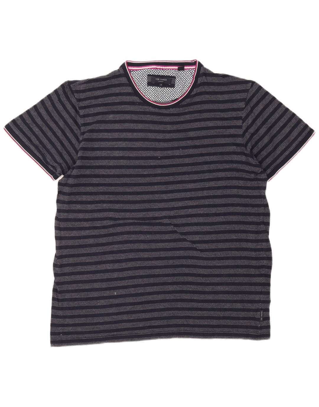 Ted Baker - Camiseta para hombre, talla 3, algodón a rayas, color azul marino