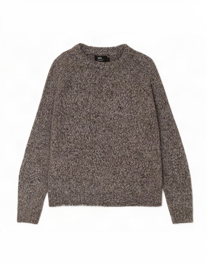 Zara Hombre Jersey Con Cuello Barco Jersey Grande Gris Moteado