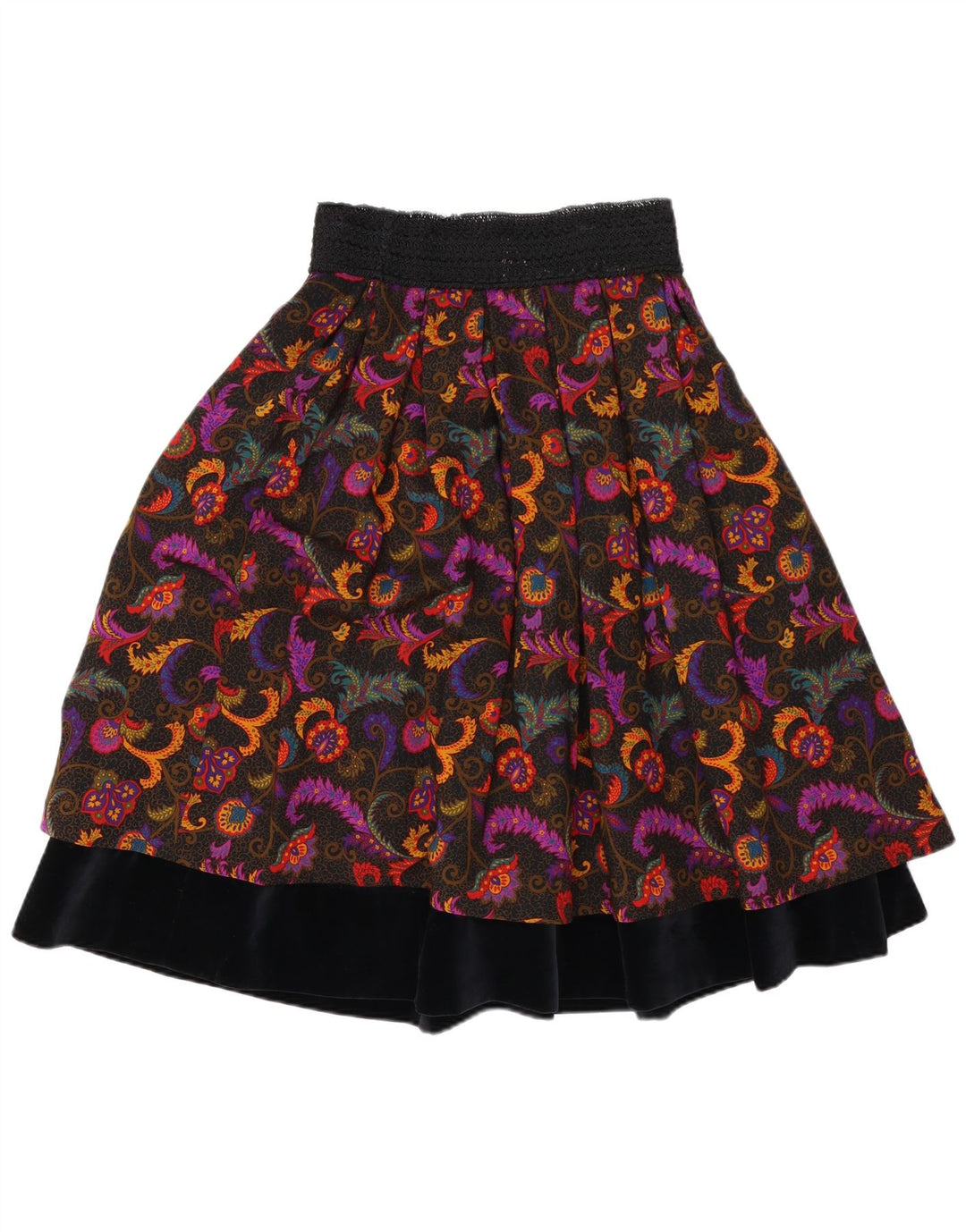 Vintage mujer falda escalonada W27 pequeña lana paisley multicolor