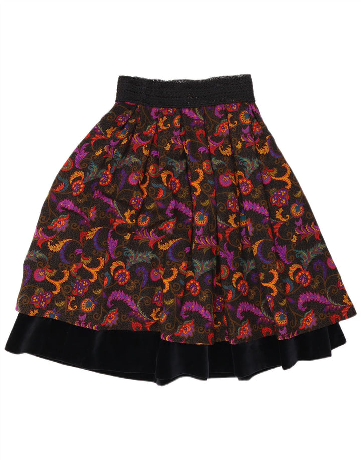 Vintage mujer falda escalonada W27 pequeña lana paisley multicolor