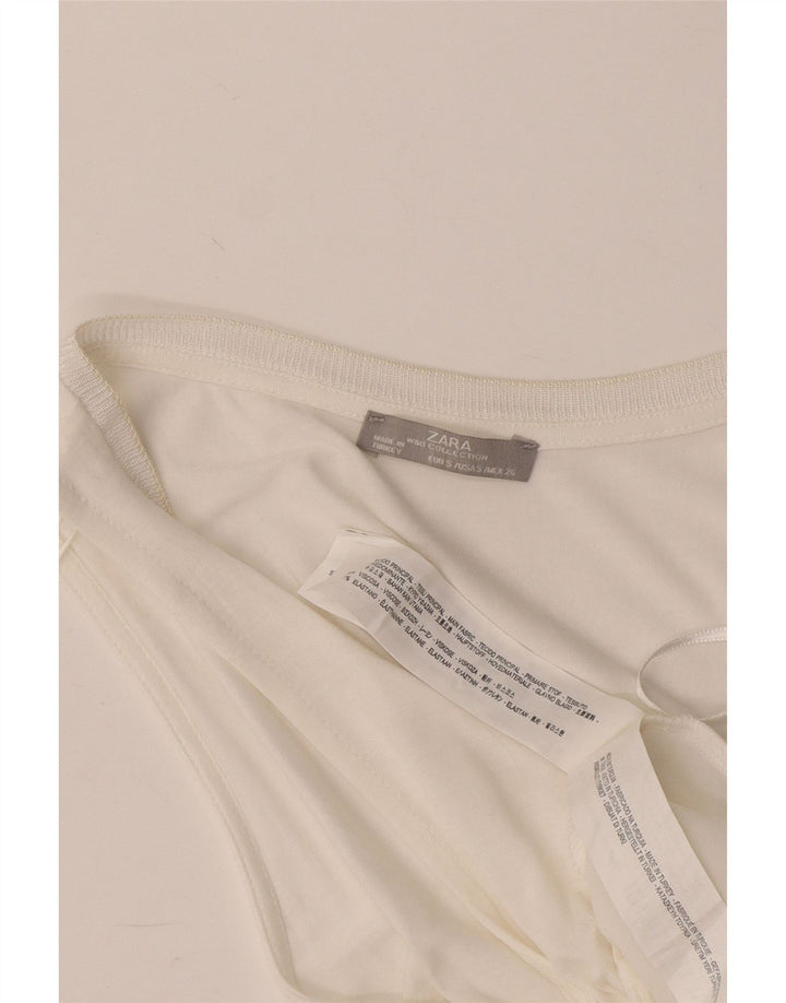 Zara Mujer Crop Vest Top UK 8 Small Viscosa Blanca