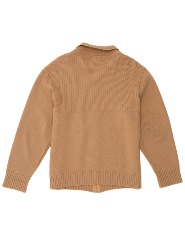 Vintage mujer Cardigan suéter Reino Unido 12 color marrón medio