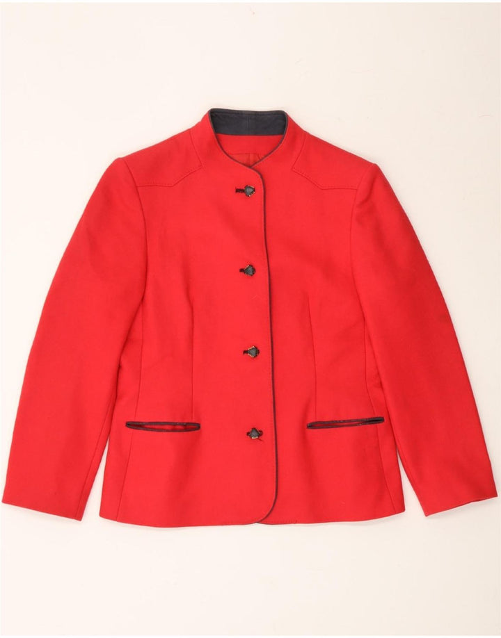 VINTAGE Womens 4 Button Blazer Jacket UK 12 Medium Red Vintage Vintage and Second-Hand Vintage from Messina Hembry 