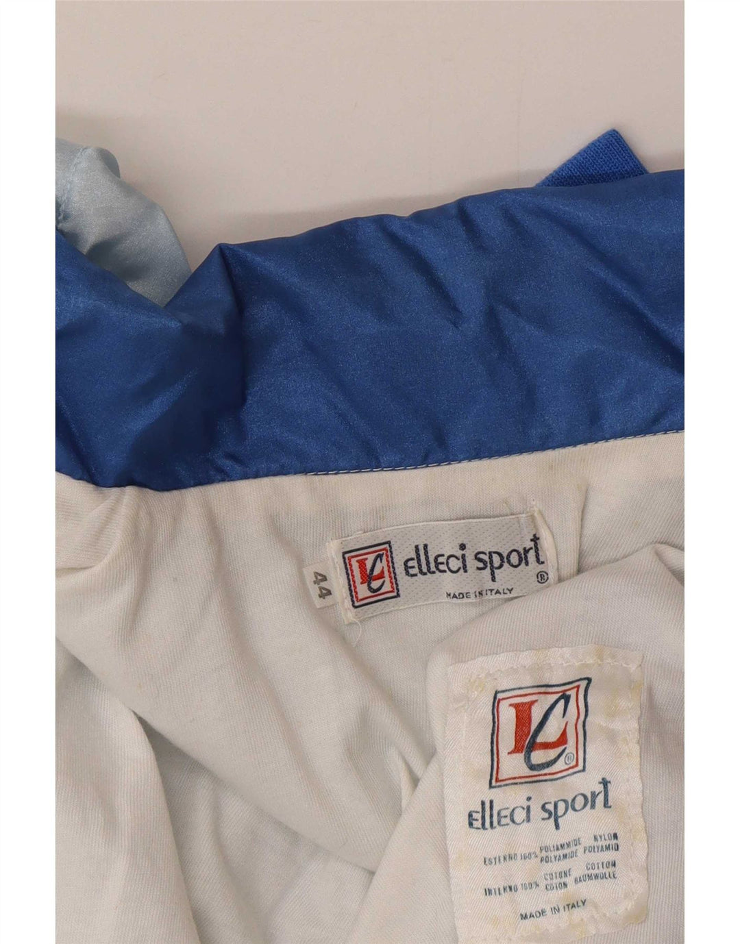 Chaqueta superior de chándal de gran tamaño vintage para mujer IT 44 Bloque de color azul medio