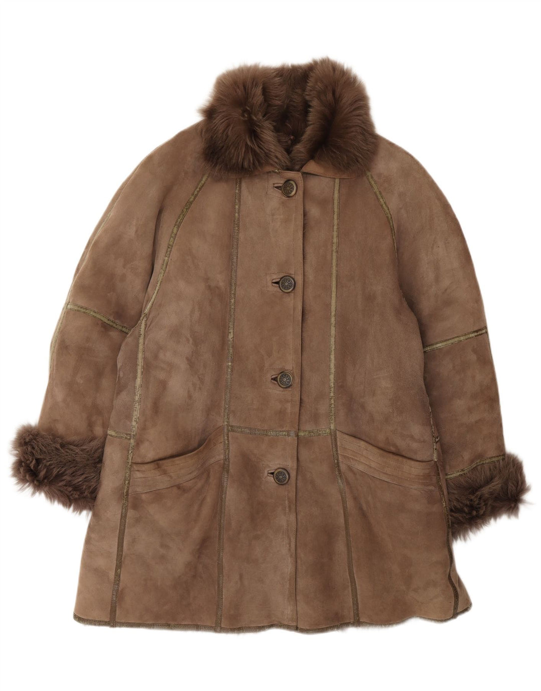 Vintage mujer oversize shearling abrigo IT 44 Medium Brown Shearling