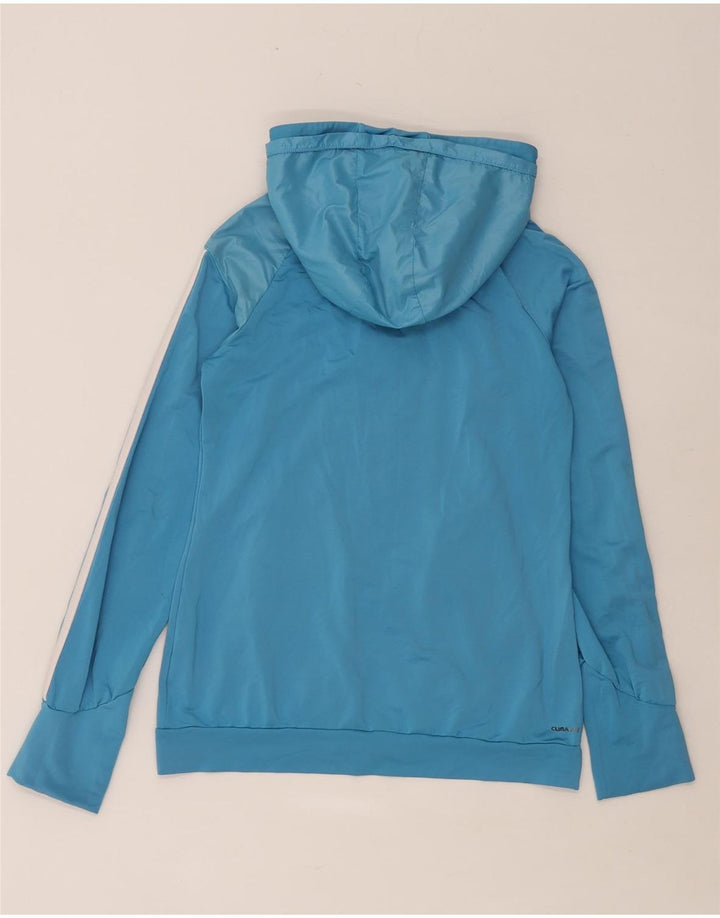 Adidas - Sudadera con capucha y cremallera para mujer, talla 10, poliéster azul pequeño