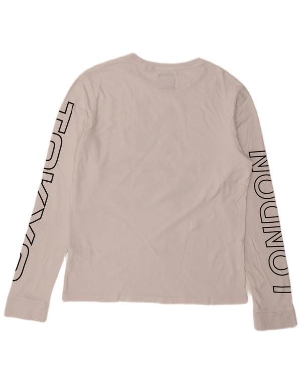 Superdry Mens Graphic Top Manga Larga 2XL Algodón Blanco