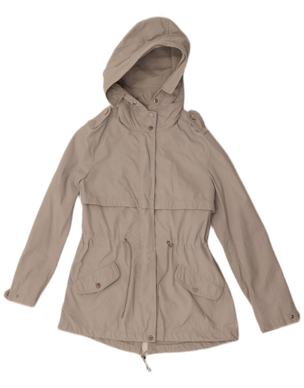 Massimo Dutti Parka Militar Con Capucha Mujer UK 6 XS Gris Nylon