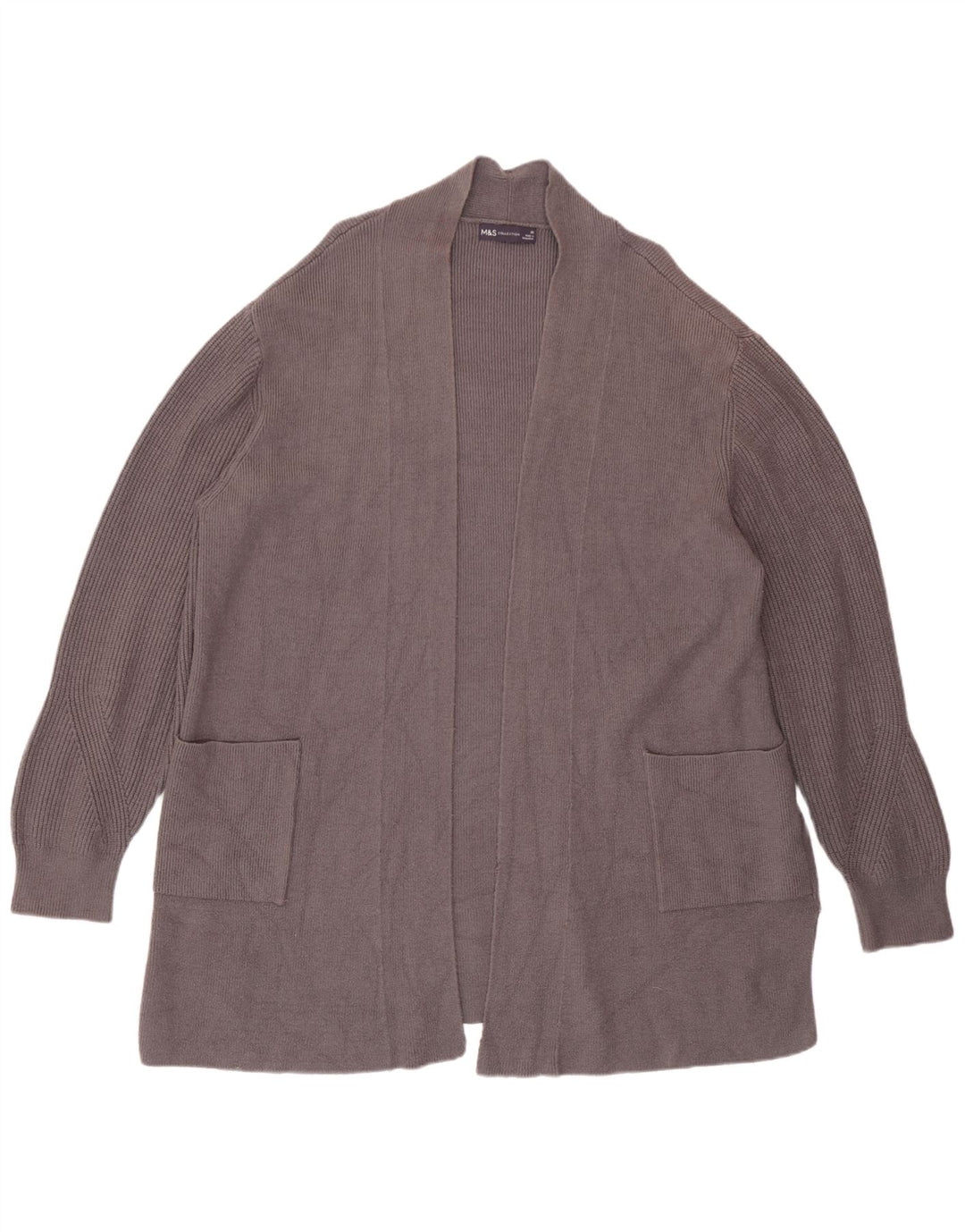 Marks & Spencer Suéter tipo cárdigan abierto para mujer UK 20 2XL Viscosa gris
