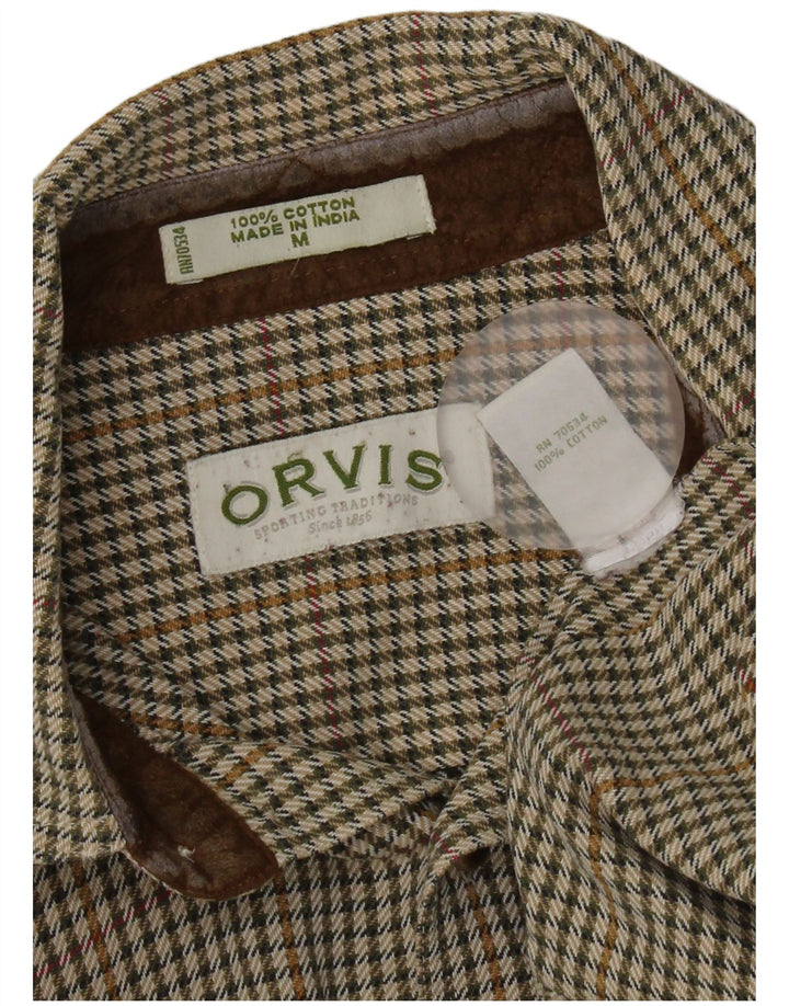Camisa De Franela Orvis Hombre Algodón Pata De Gallo Verde Medio