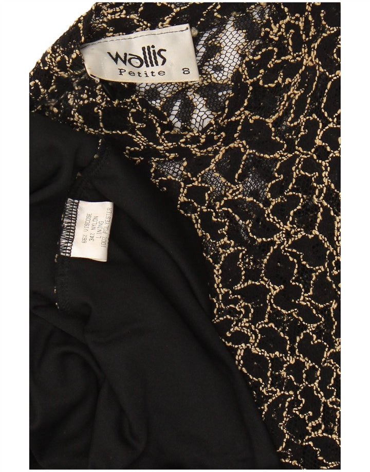 WALLIS Vestido largo de encaje pequeño para mujer UK 8 Small Viscosa floral negra