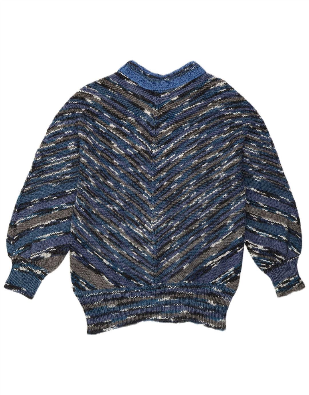 Vintage mujer tortuga cuello jersey suéter Reino Unido 16 grande multicolor Chevron