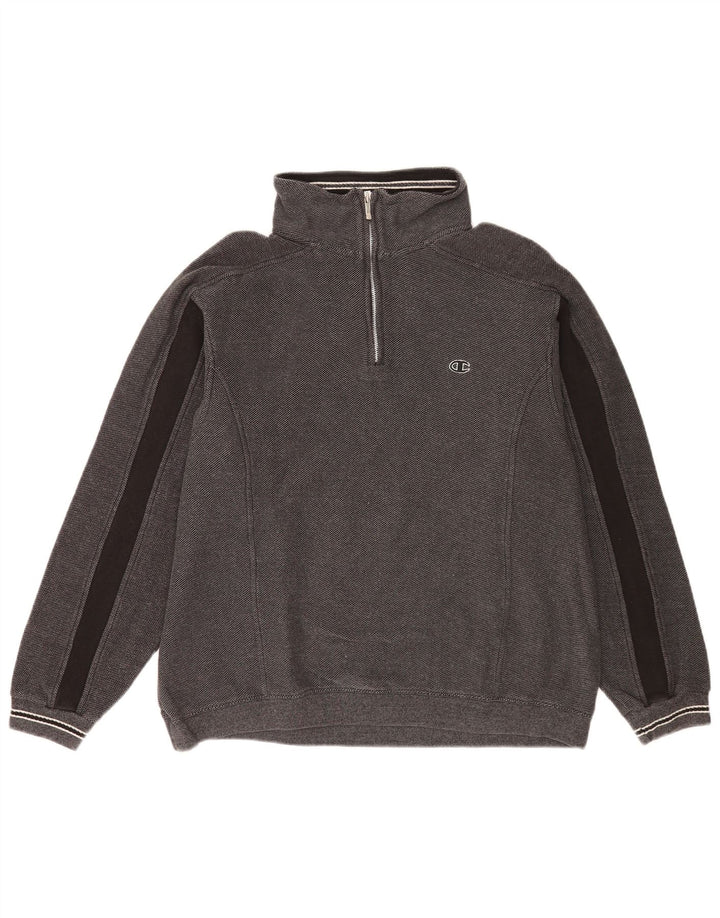 Champion Sudadera Con Cremallera En El Cuello Jersey De Algodón Gris Medio Con Bloques De Color