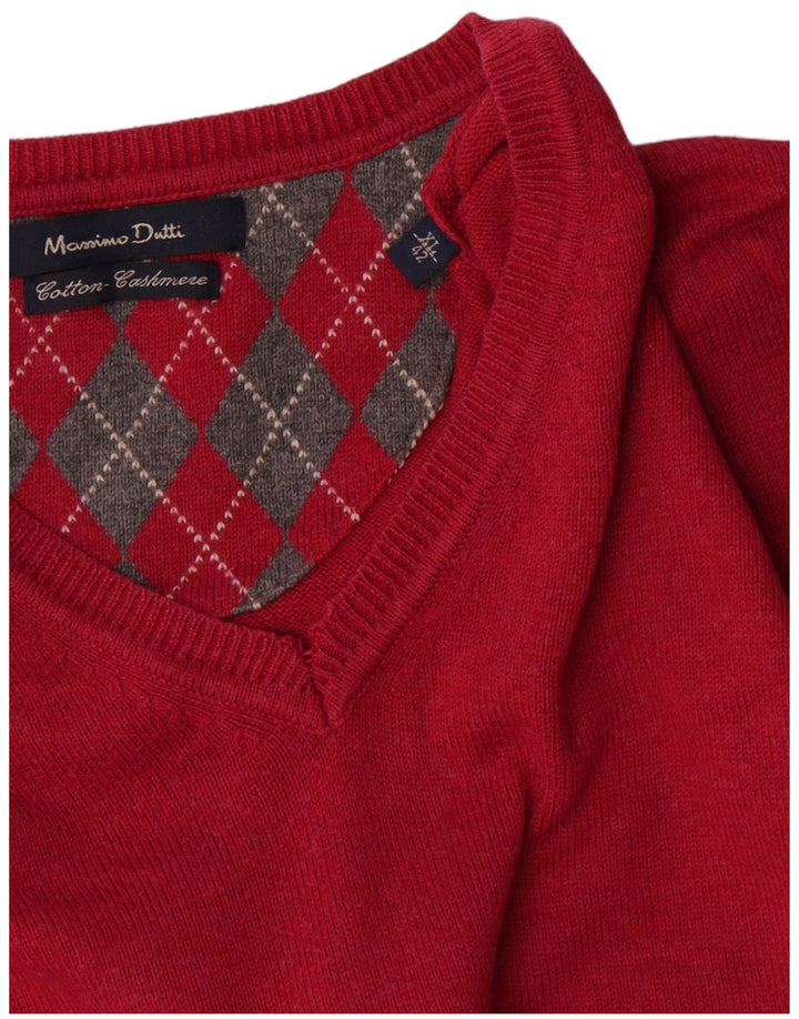 Massimo Dutti Jersey Hombre Cuello Pico XL Rojo Algodón