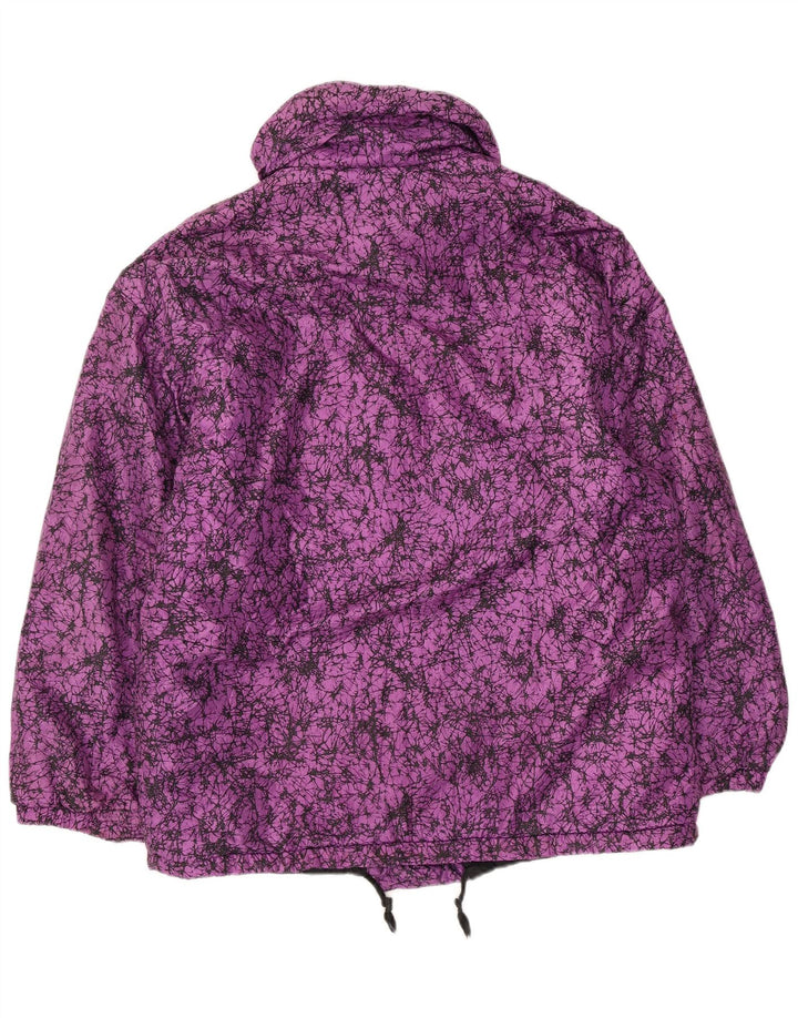 Vintage mujer patrón abstracto chaqueta cortavientos IT 44 Púrpura Medio