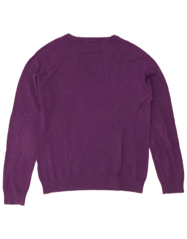 Zara Mujer Jersey con Cuello en V Jersey UK 40 XL Algodón Púrpura