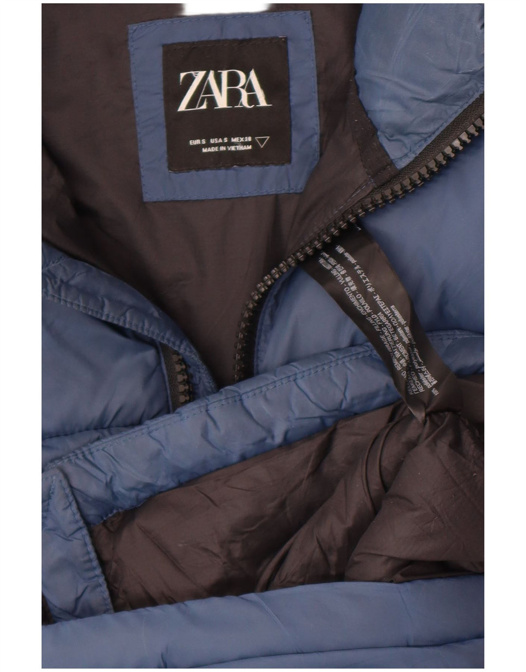 Zara Mens Chaqueta Acolchada UK 36 Small Azul Marino Poliéster