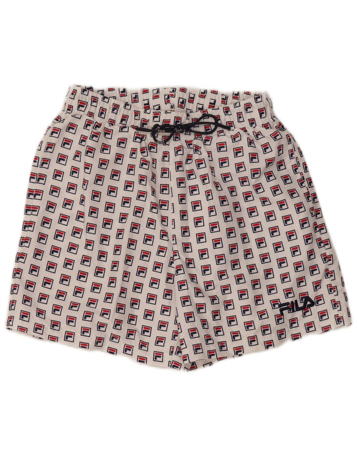 FILA Shorts de baño gráficos para hombre XS Poliéster blanco