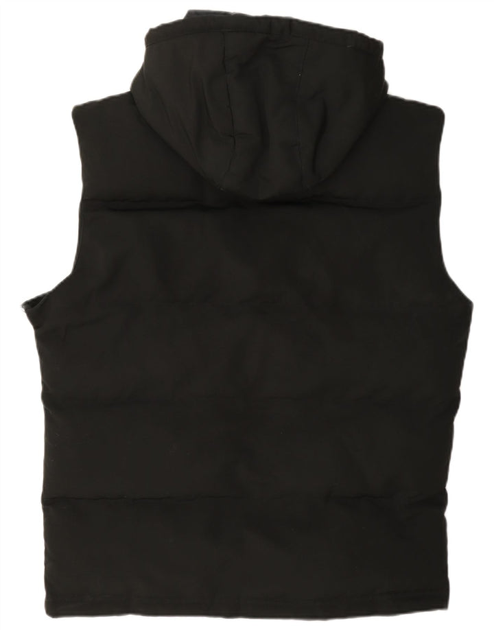 Superdry Chaleco acolchado con capucha para hombre, talla 40, poliéster negro grande