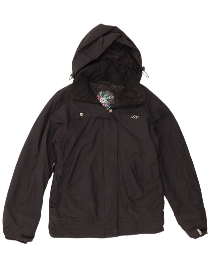 Chaqueta cortavientos con capucha gráfica para mujer Roxy UK 44 Mediana Poliamida negra