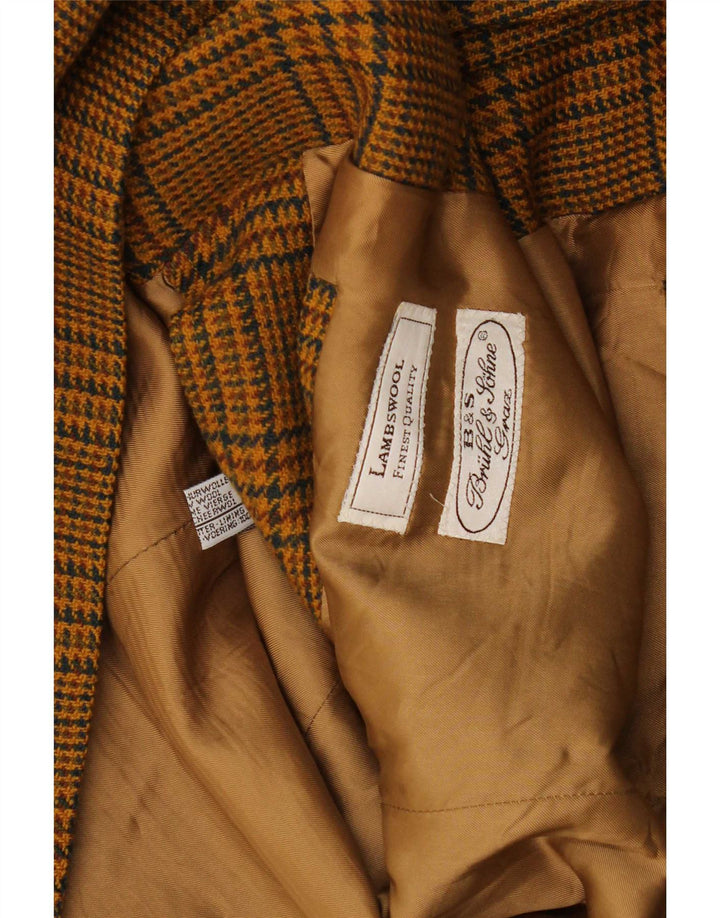 Vintage hombres 2 botones Blazer chaqueta Reino Unido 40 gran marrón Houndstooth Lambswool