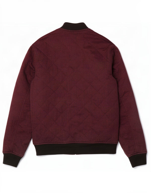 Zara Mens Bomber Jacket UK 36 Small Borgoña Colorblock Poliéster