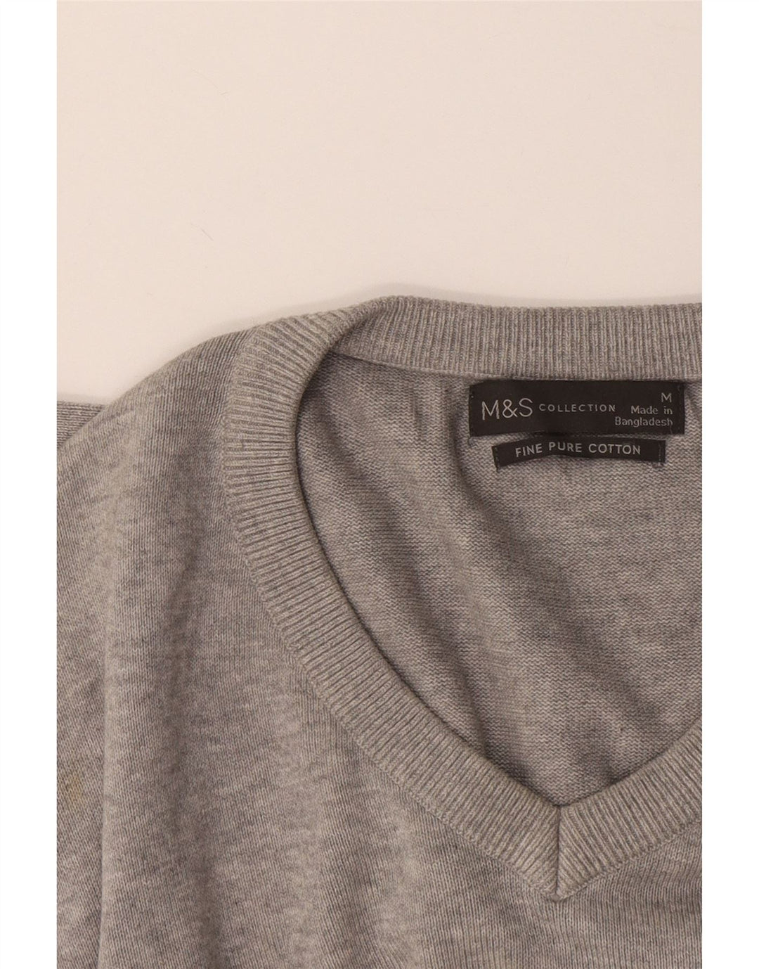 Marks & Spencer Jersey con cuello en V para hombre de algodón moteado gris medio