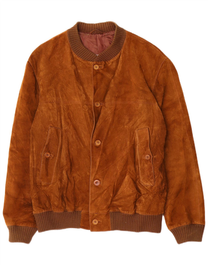 Vintage hombres gamuza bomber chaqueta IT 54 2XL marrón