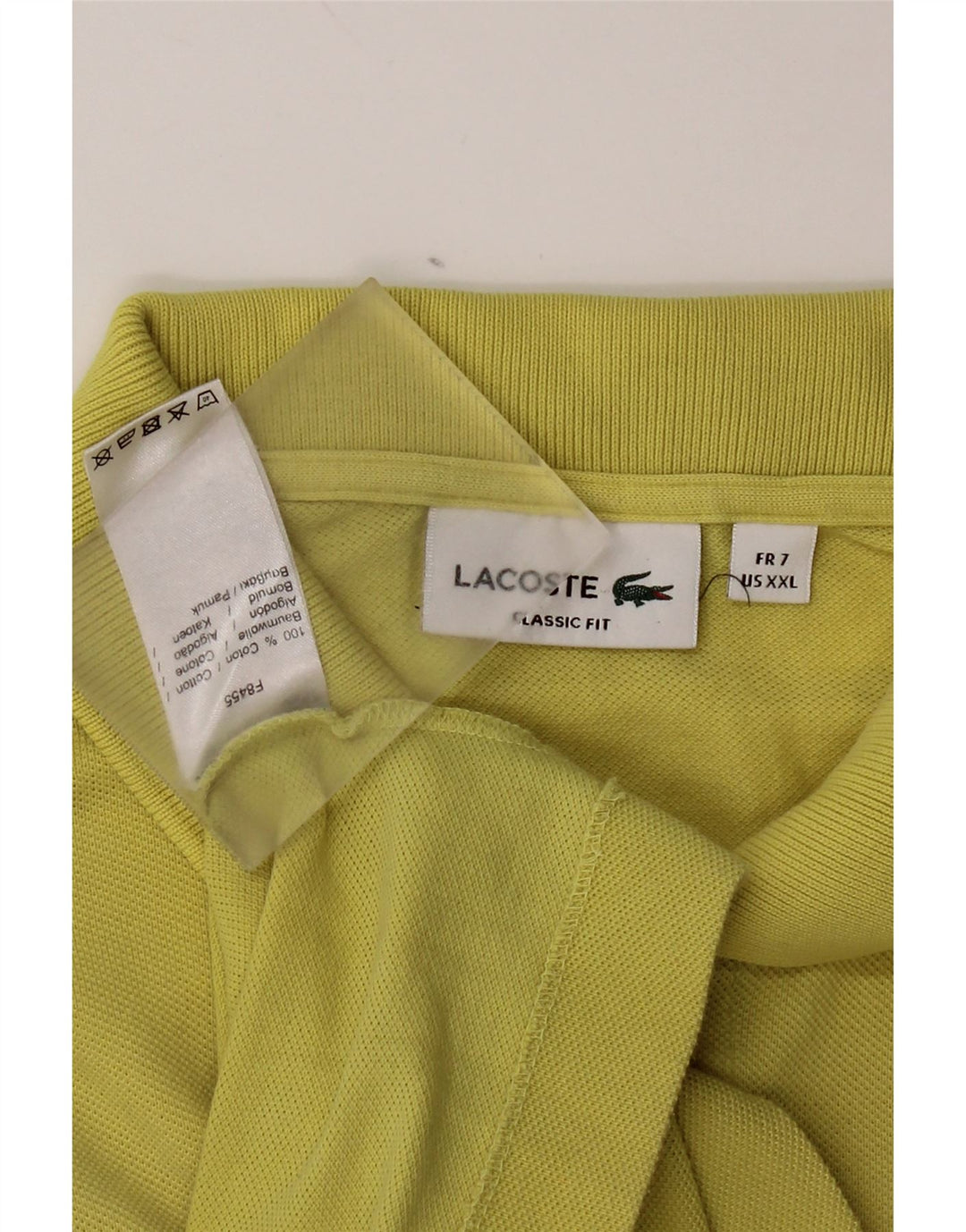 Lacoste Polo de ajuste clásico para hombre talla 7 2XL algodón amarillo