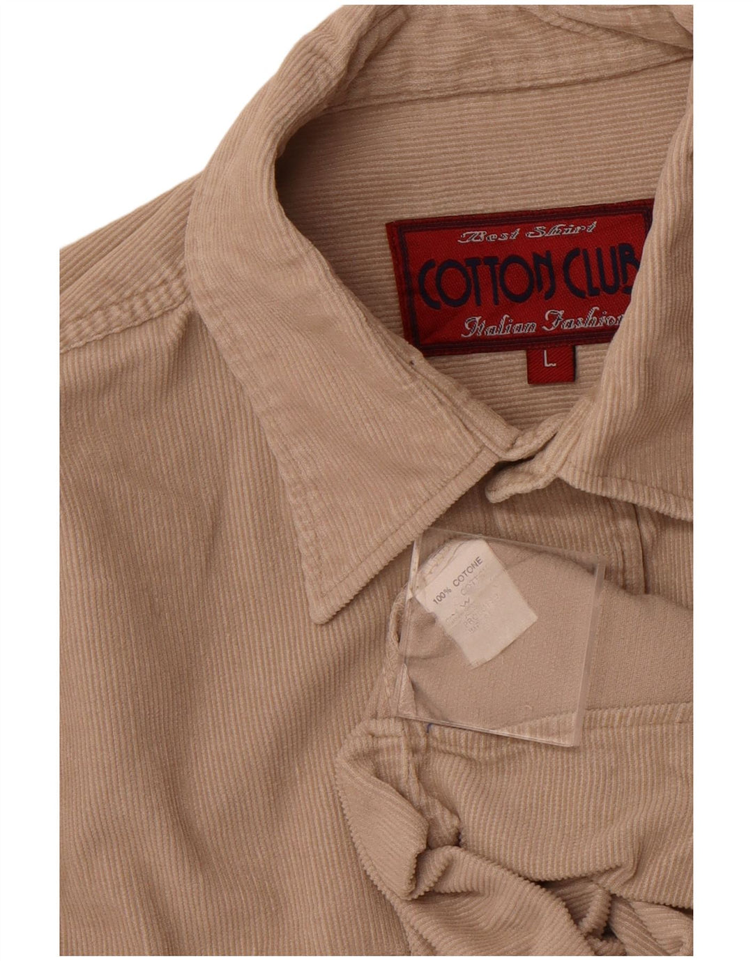 COTTON CLUB Camisa de pana para hombre Large Beige Cotton