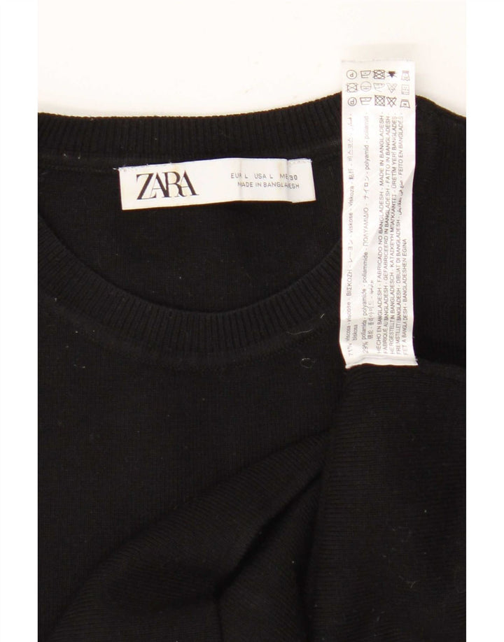 Zara Mujer Crop Top UK 44 Grande Viscosa Negra