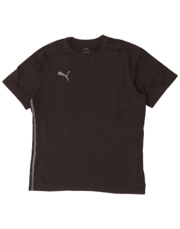 Puma Camiseta regular de manga corta para hombre Top grande de algodón negro