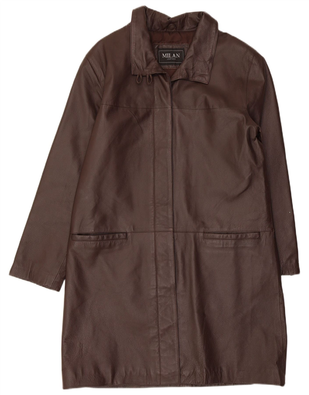 MILAN Abrigo de cuero para mujer UK 44 Cuero marrón grande