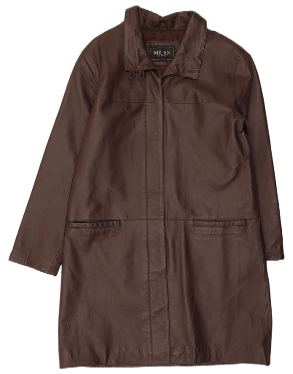 MILAN Abrigo de cuero para mujer UK 44 Cuero marrón grande