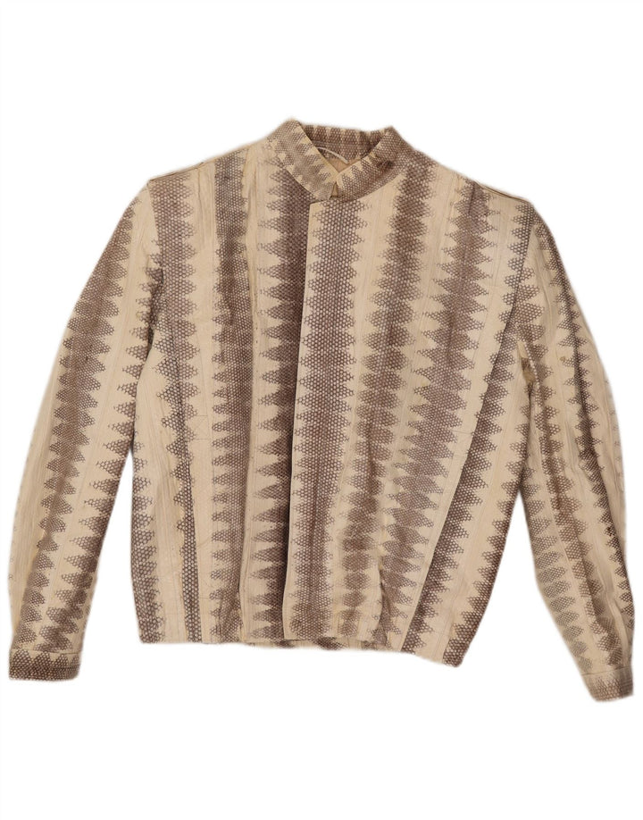 Lee Sands Chaqueta de cuero para hombre UK 40 Large Beige Animal Print